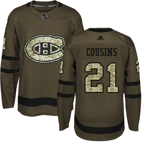 Adidas Montreal Canadiens #21 Nick Cousins Green Salute to Service Stitched Youth NHL Jersey->youth nhl jersey->Youth Jersey